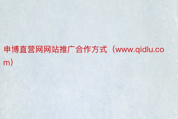 申博直营网网站推广合作方式（www.qidlu.com）