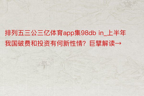 排列五三公三亿体育app集98db in_上半年我国破费和投资有何新性情？巨擘解读→