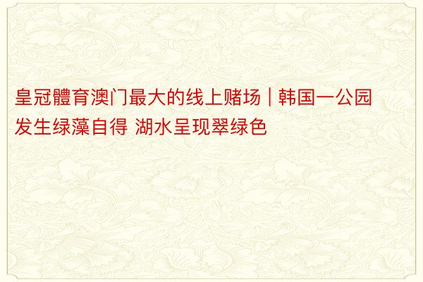 皇冠體育澳门最大的线上赌场 | 韩国一公园发生绿藻自得 湖水呈现翠绿色