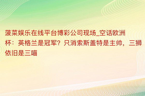 菠菜娱乐在线平台博彩公司现场_空话欧洲杯：英格兰是冠军？只消索斯盖特是主帅，三狮依旧是三喵