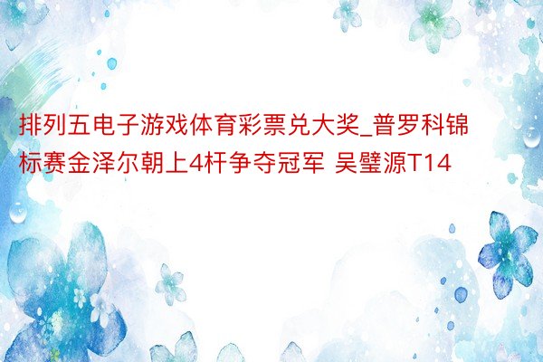 排列五电子游戏体育彩票兑大奖_普罗科锦标赛金泽尔朝上4杆争夺冠军 吴璧源T14