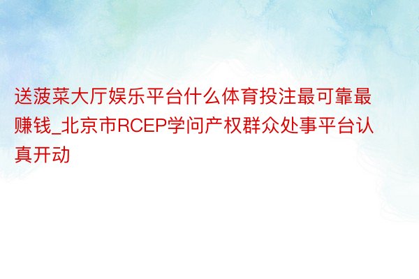 送菠菜大厅娱乐平台什么体育投注最可靠最赚钱_北京市RCEP学问产权群众处事平台认真开动